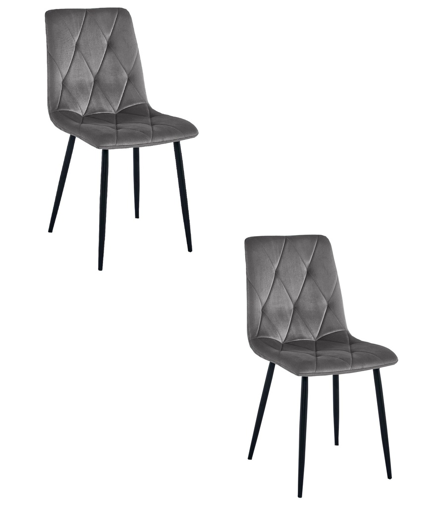 LIBRA Stuhl – dunkelgrauer Samt / schwarze Beine x 2