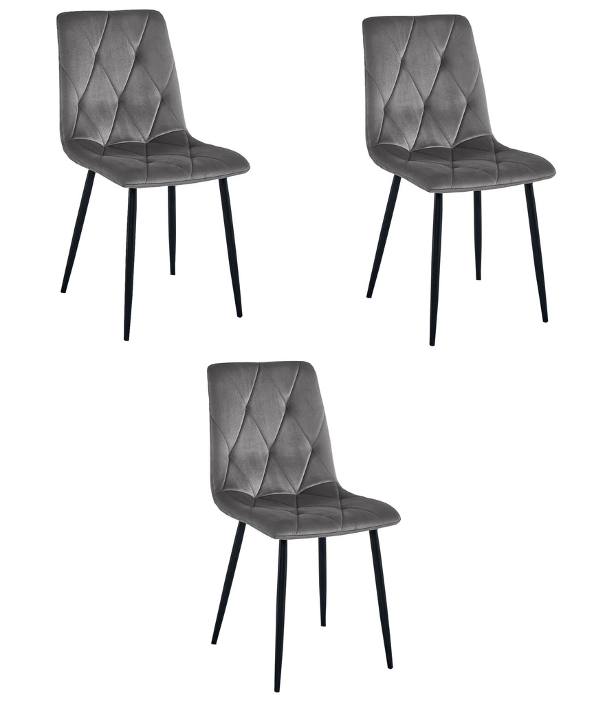 LIBRA Stuhl – dunkelgrauer Samt / schwarze Beine x 3