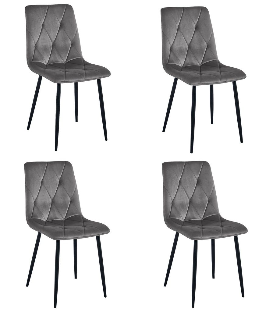 LIBRA Stuhl – dunkelgrauer Samt / schwarze Beine x 4
