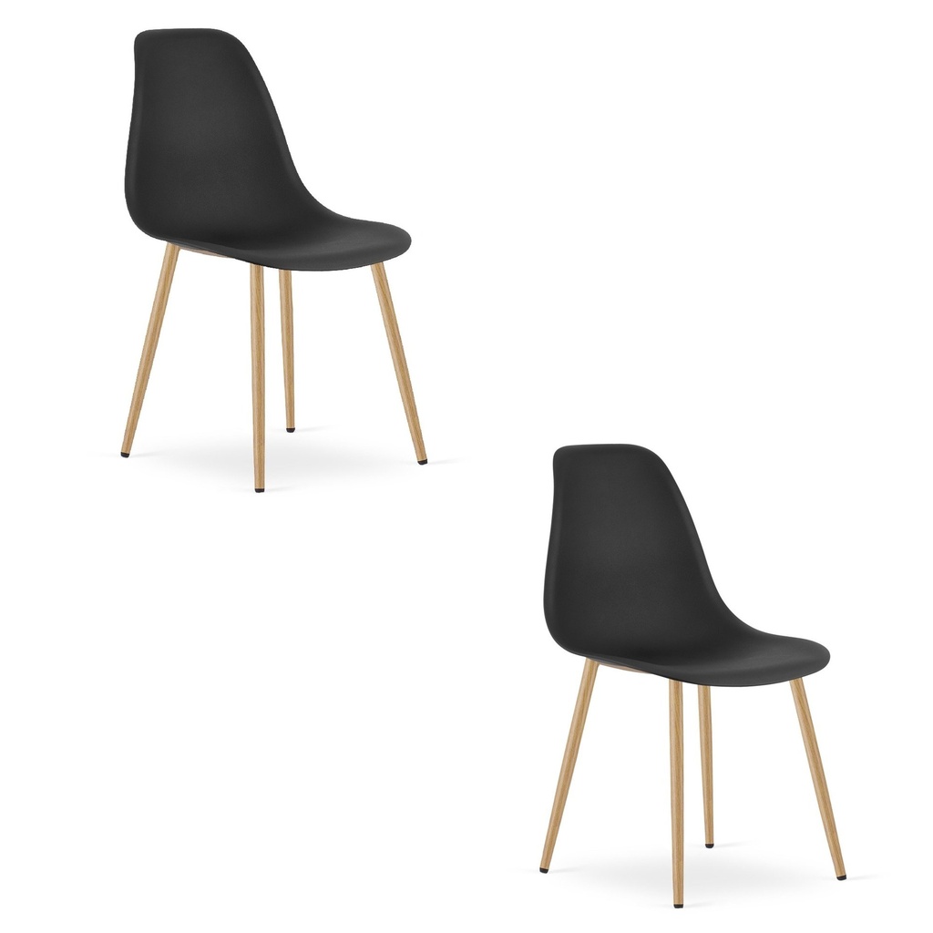 WAT Stuhl schwarz / natürliche Beine x 2