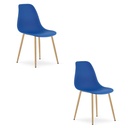 WAT Stuhl blau / natürliche Beine x 2