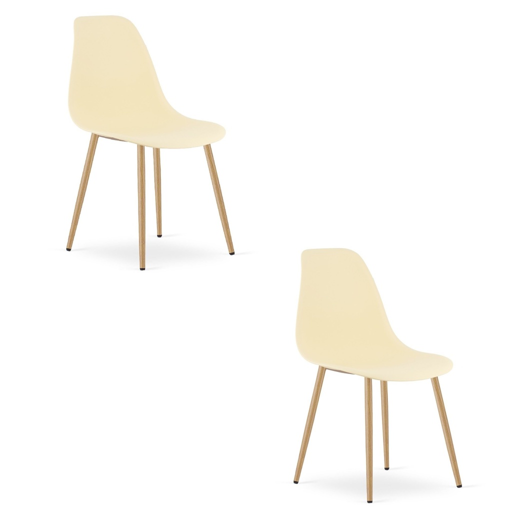 WAT Stuhl creme / natürliche Beine x 2