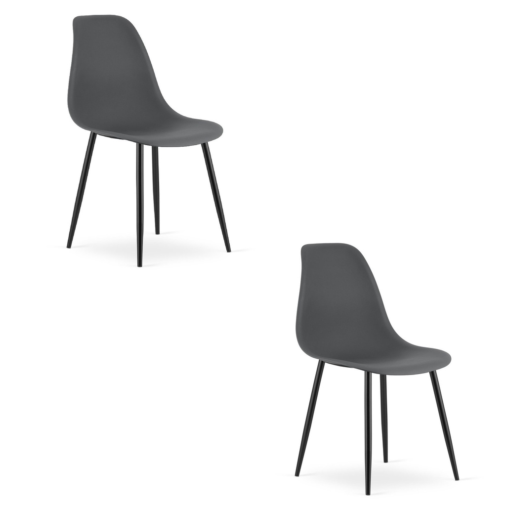 WAT Stuhl dunkelgrau / schwarze Beine x 2