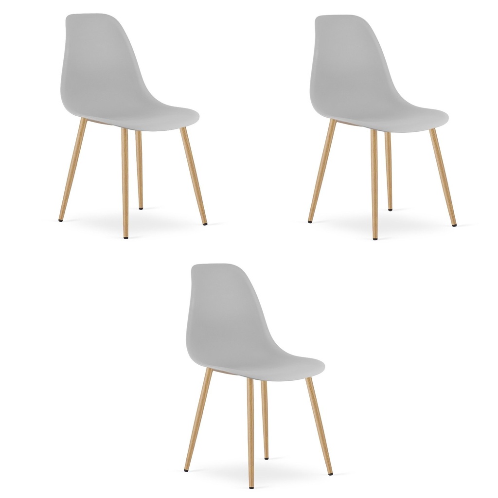 WAT Stuhl grau / natürliche Beine x 3