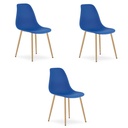 WAT Stuhl blau / natürliche Beine x 3