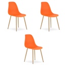 WAT orangefarbener Stuhl / natürliche Beine x 3