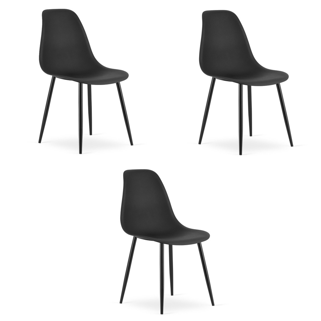 WAT Stuhl schwarz / schwarze Beine x 3