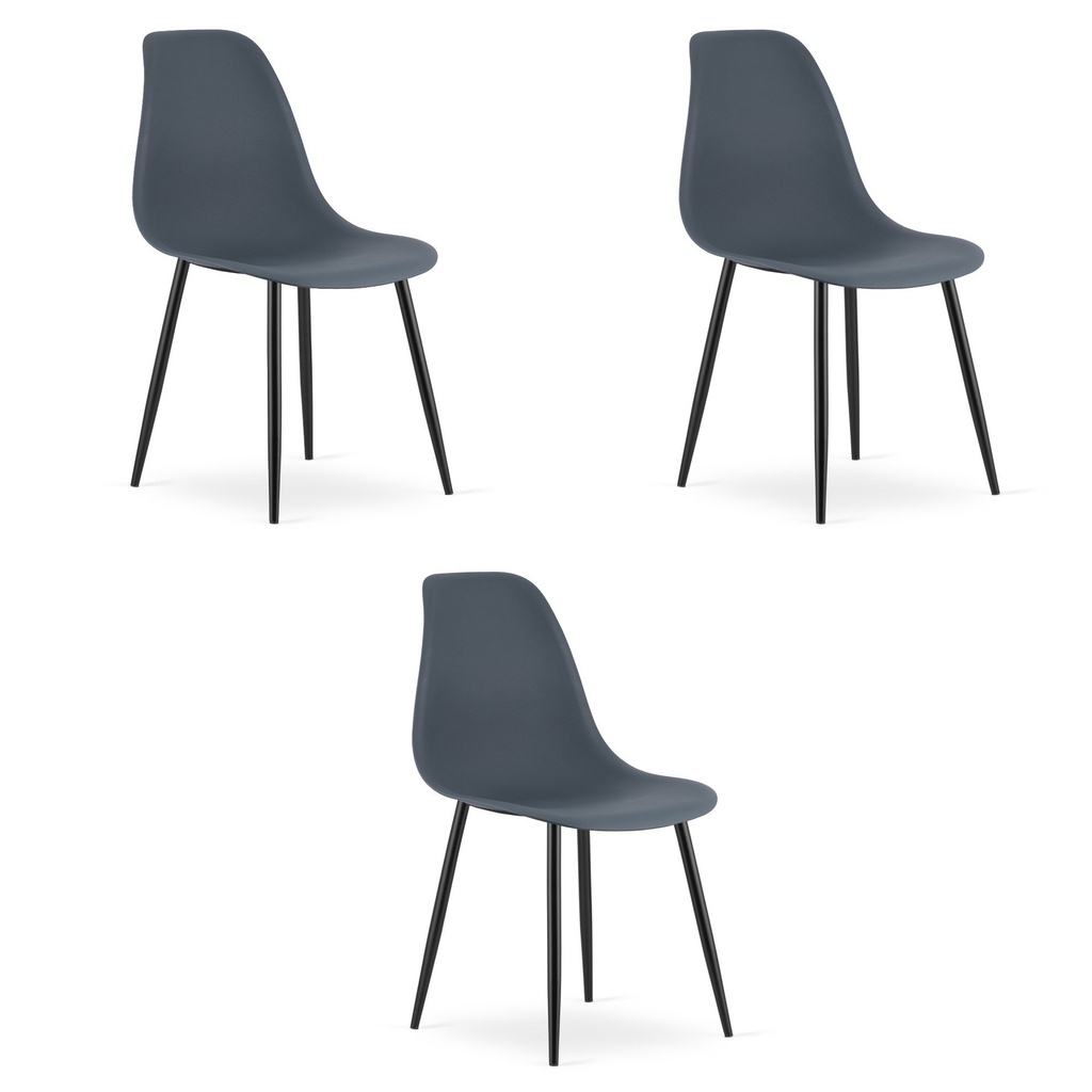 WAT Stuhl aus dunklem Schiefer / schwarze Beine x 3