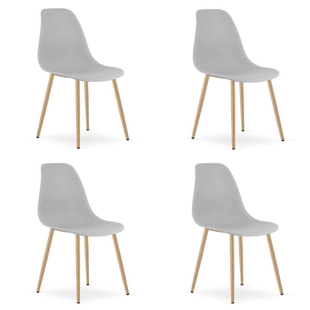 WAT Stuhl grau / natürliche Beine x 4