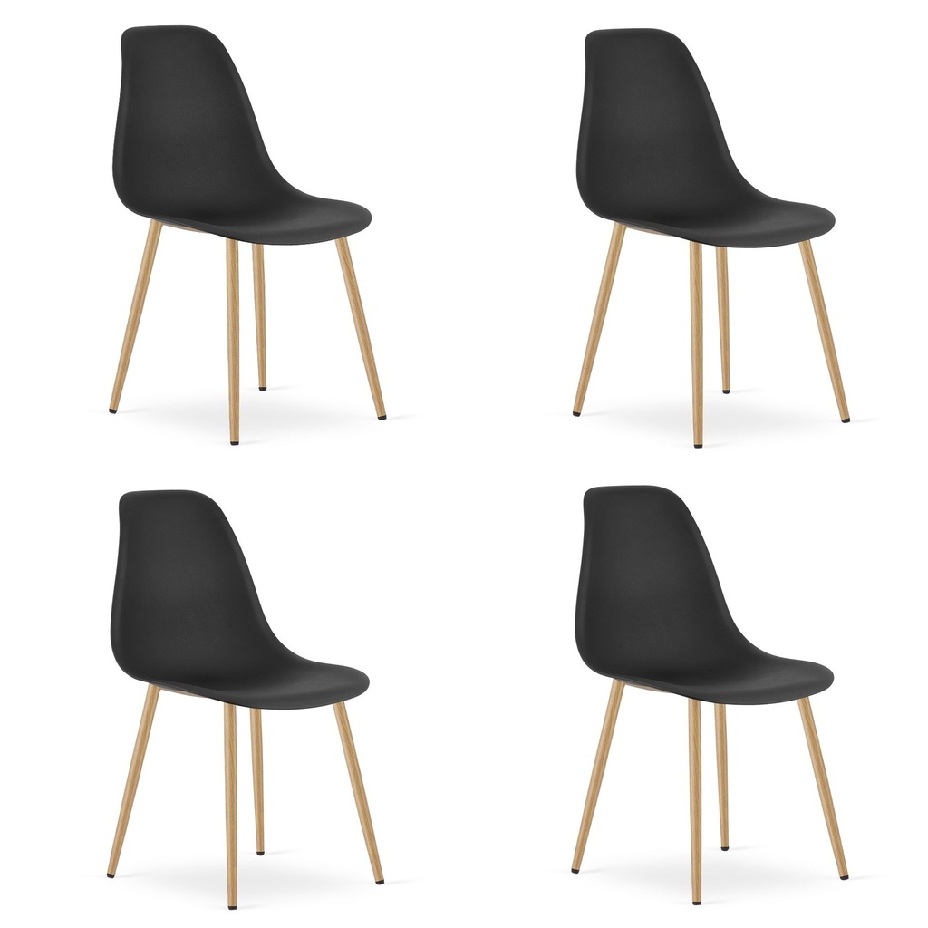 WAT Stuhl schwarz / natürliche Beine x 4