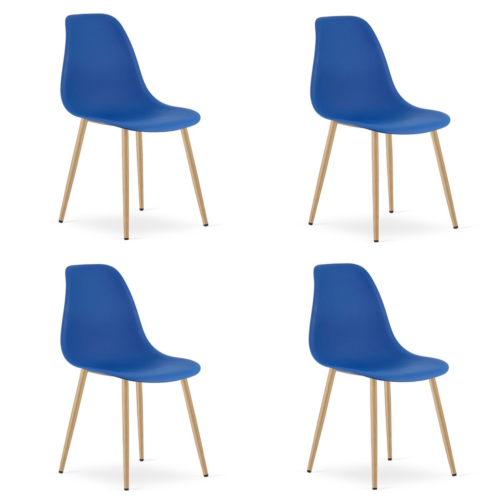 WAT Stuhl blau / natürliche Beine x 4