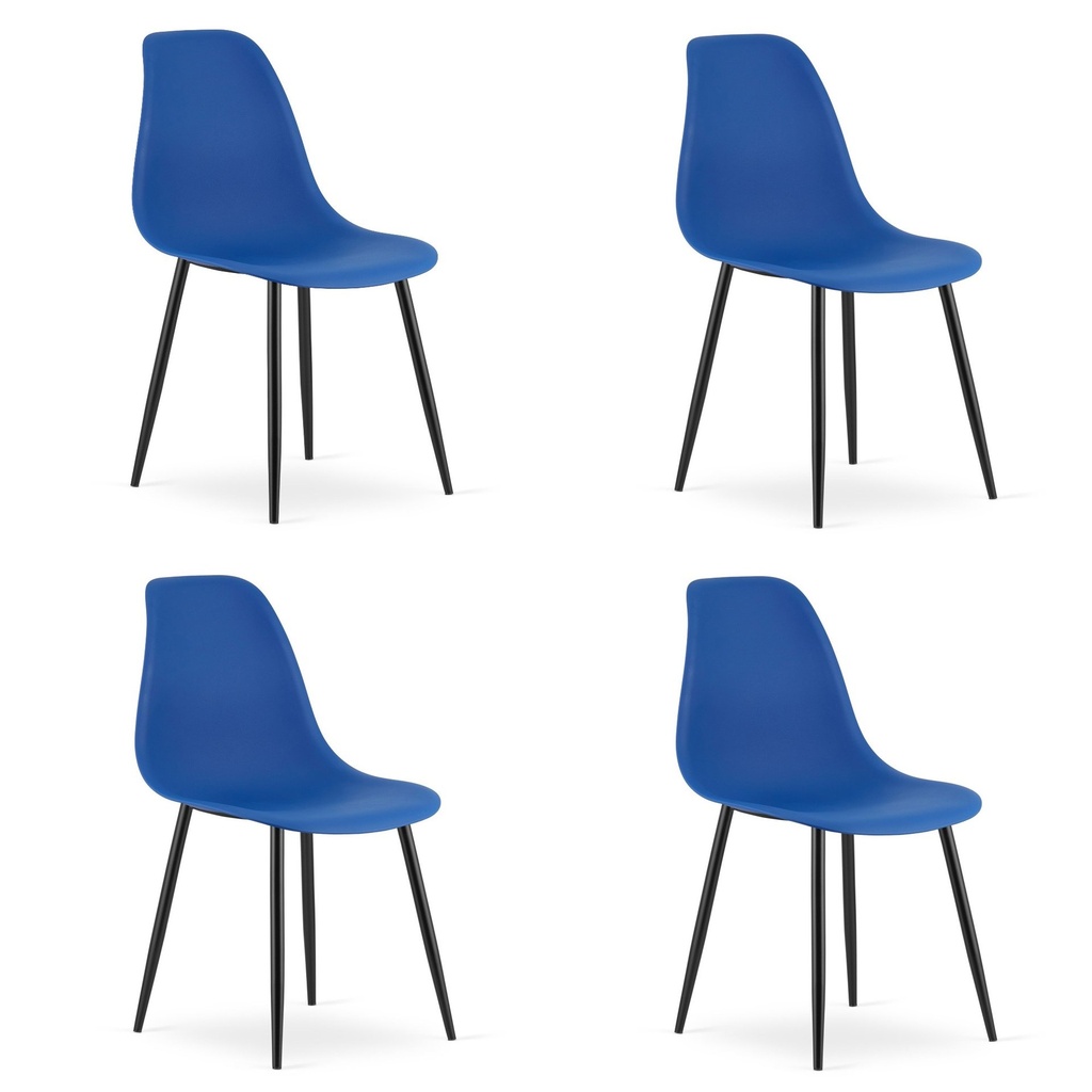 WAT Stuhl blau / schwarze Beine x 4