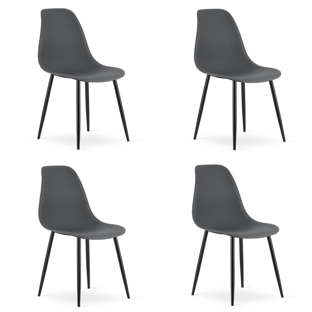 WAT Stuhl, dunkelgrau / schwarze Beine x 4