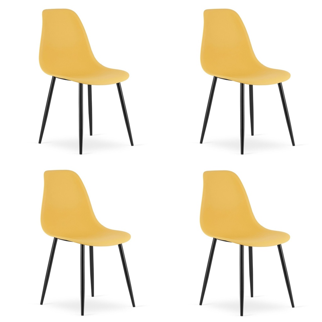 WAT Stuhl Senf / schwarze Beine x 4
