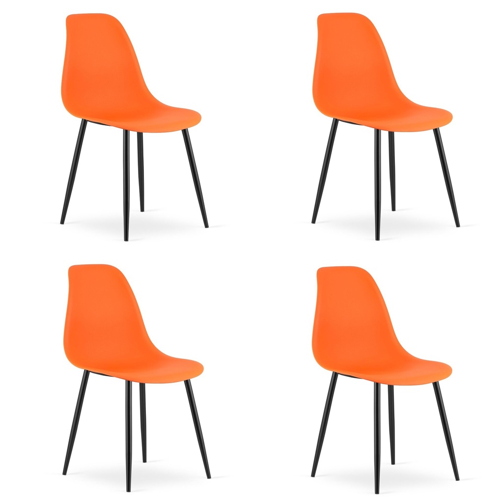 WAT Stuhl orange / schwarze Beine x 4