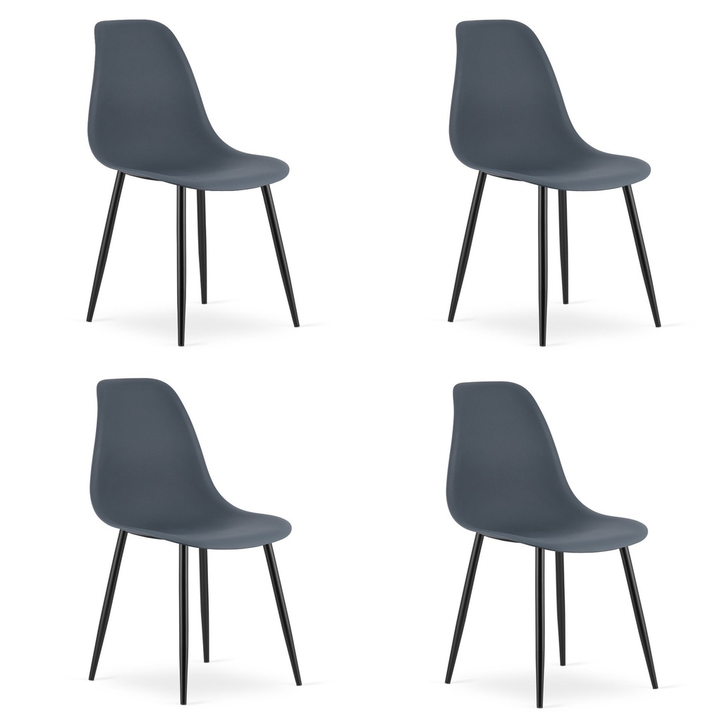 WAT Stuhl aus dunklem Schiefer / schwarze Beine x 4