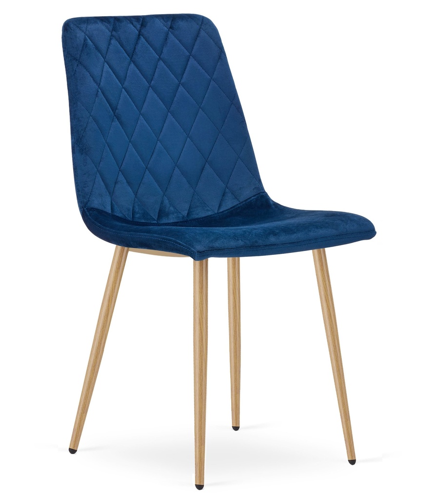 TURIN-Stuhl – marineblauer Samt / holzfarbene Beine x 1