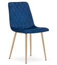 TURIN-Stuhl – marineblauer Samt / holzfarbene Beine x 1