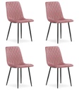 TURIN Stuhl – rosa Samt / schwarze Beine x 4