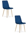 TURIN Stuhl – marineblauer Samt / holzfarbene Beine x 2