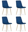 TURIN Stuhl – marineblauer Samt / holzfarbene Beine x 4