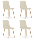 KARA-Stuhl – hellbeiger Samt / holzfarbene Beine x 4