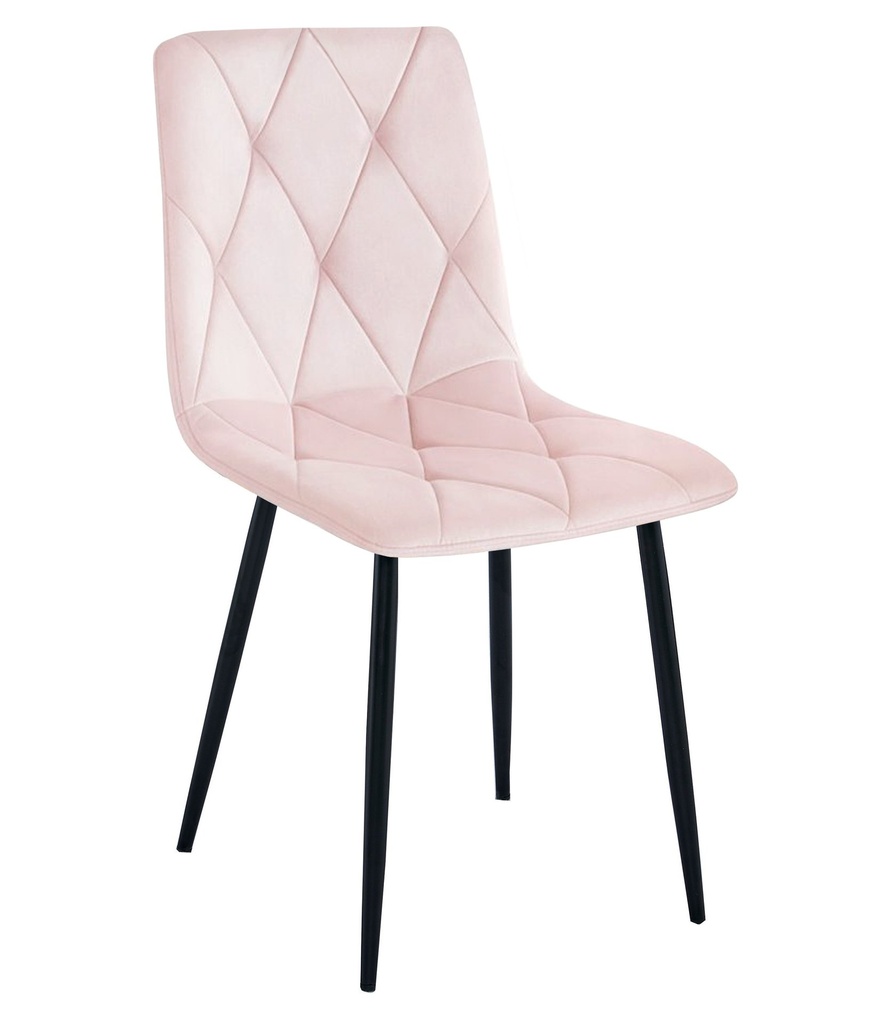 LIBRA Stuhl – hellrosa Samt / schwarze Beine x 1