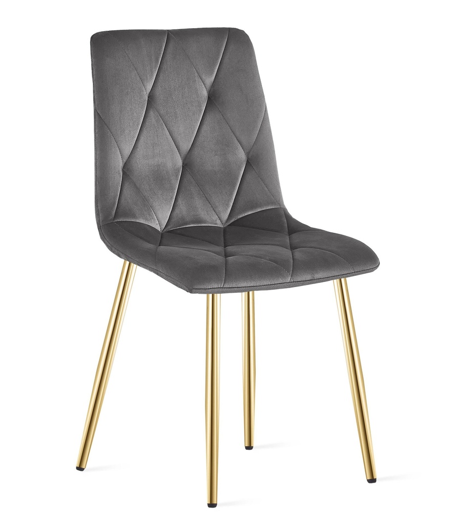 LIBRA Stuhl – dunkelgrauer Samt / goldene Beine x 1