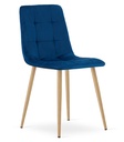 KARA-Stuhl – marineblauer Samt / holzfarbene Beine x 1