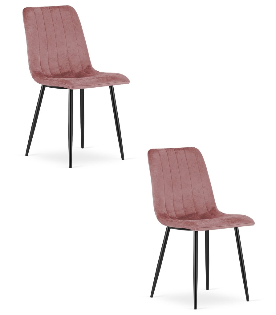 LAVA Stuhl – rosa Samt / schwarze Beine x 2