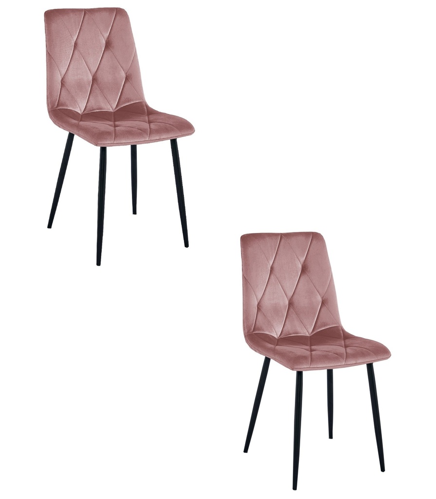 LIBRA Stuhl – rosa Samt / schwarze Beine x 2