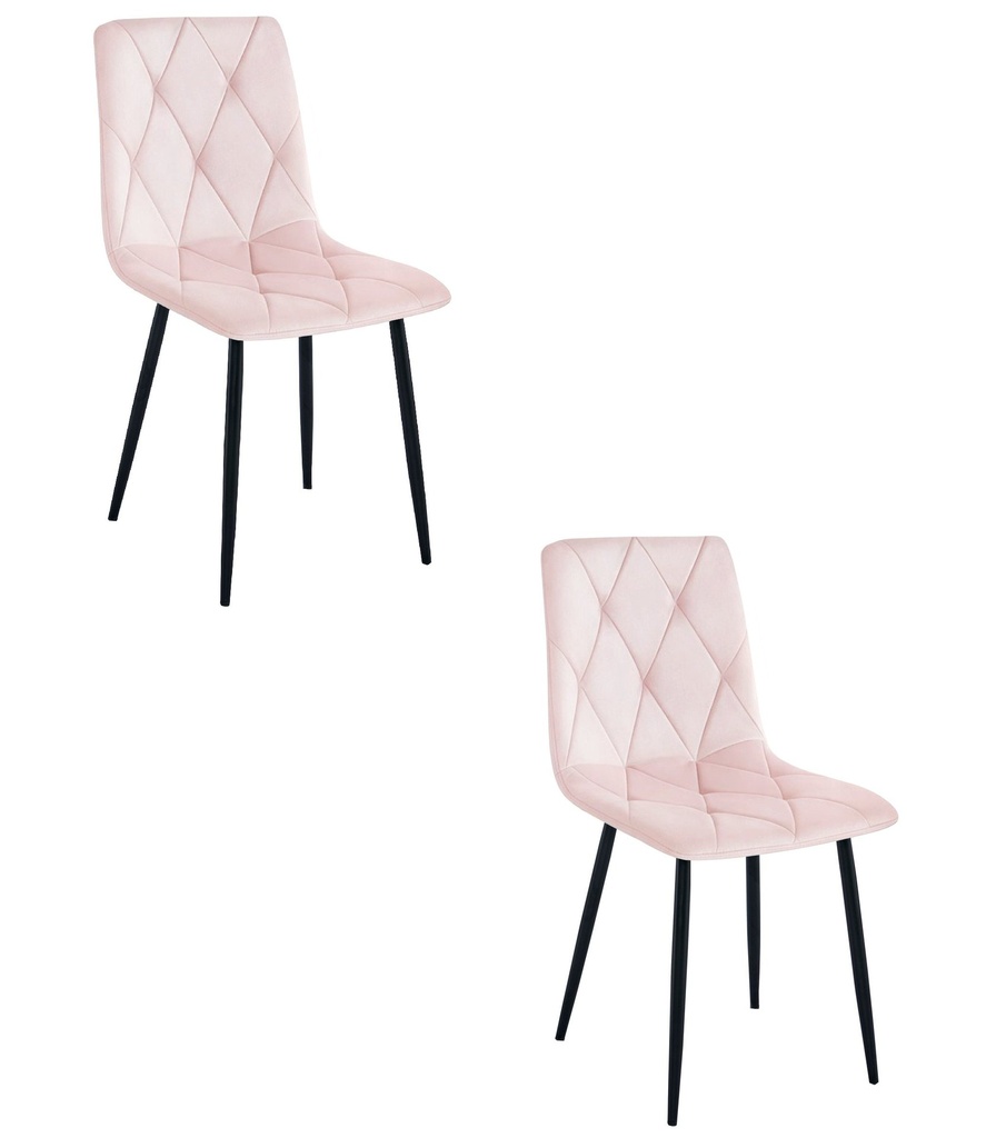 LIBRA Stuhl – hellrosa Samt / schwarze Beine x 2