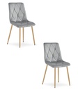 LIBRA Stuhl – hellgrauer Samt / holzfarbene Beine x 2