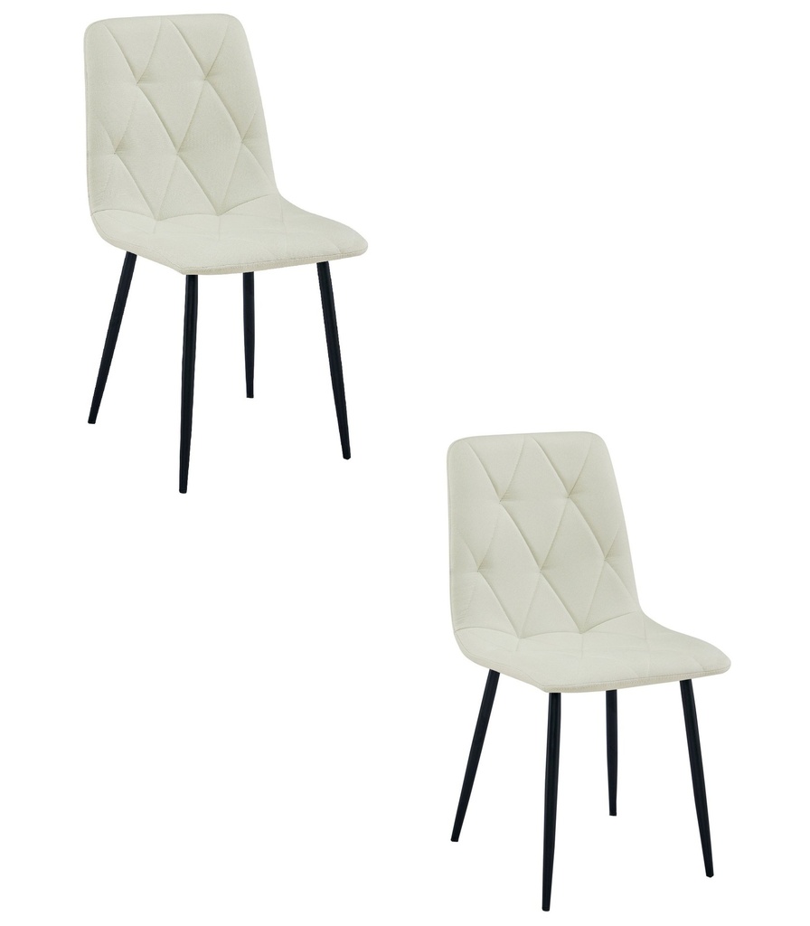 LIBRA Stuhl – beiges Material / schwarze Beine x 2