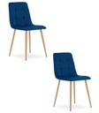 KARA-Stuhl – marineblauer Samt / holzfarbene Beine x 2