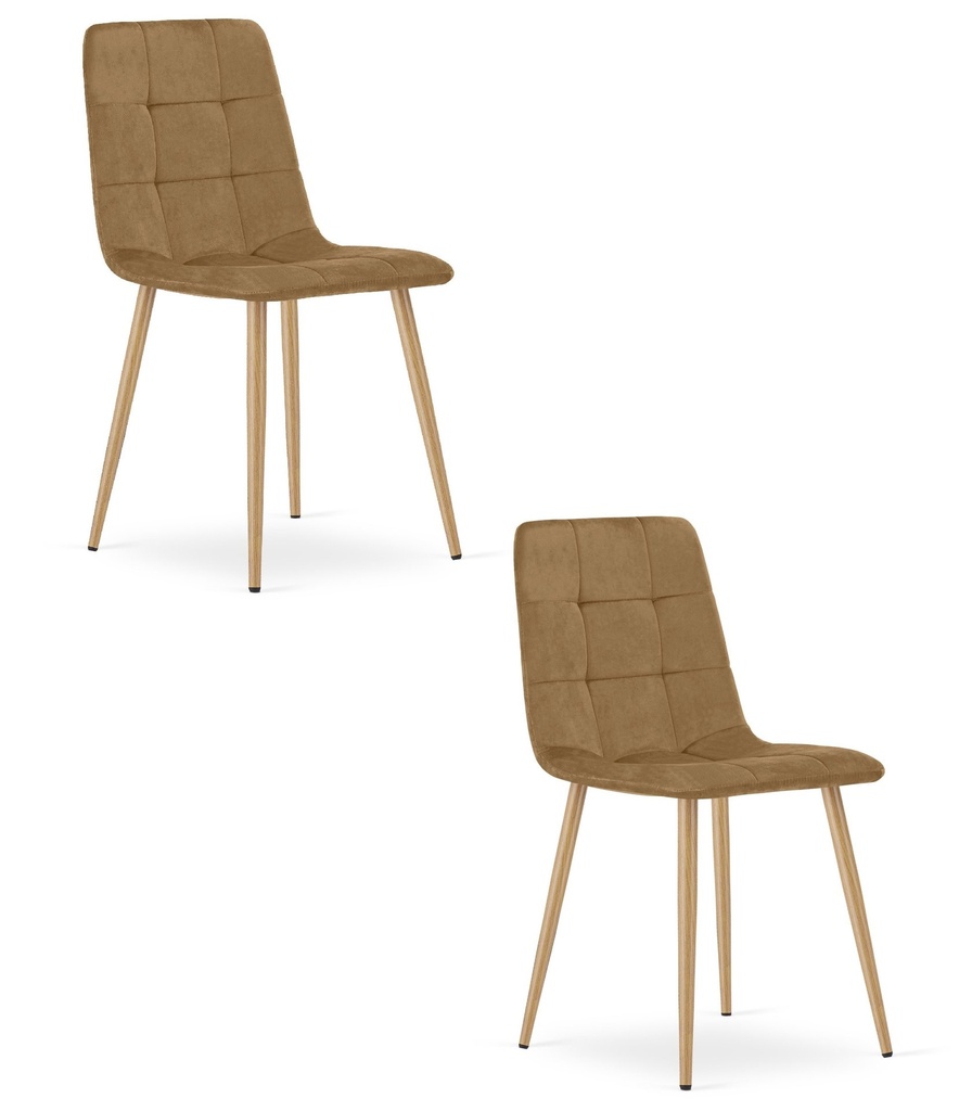 KARA-Stuhl – brauner Samt / holzfarbene Beine x 2