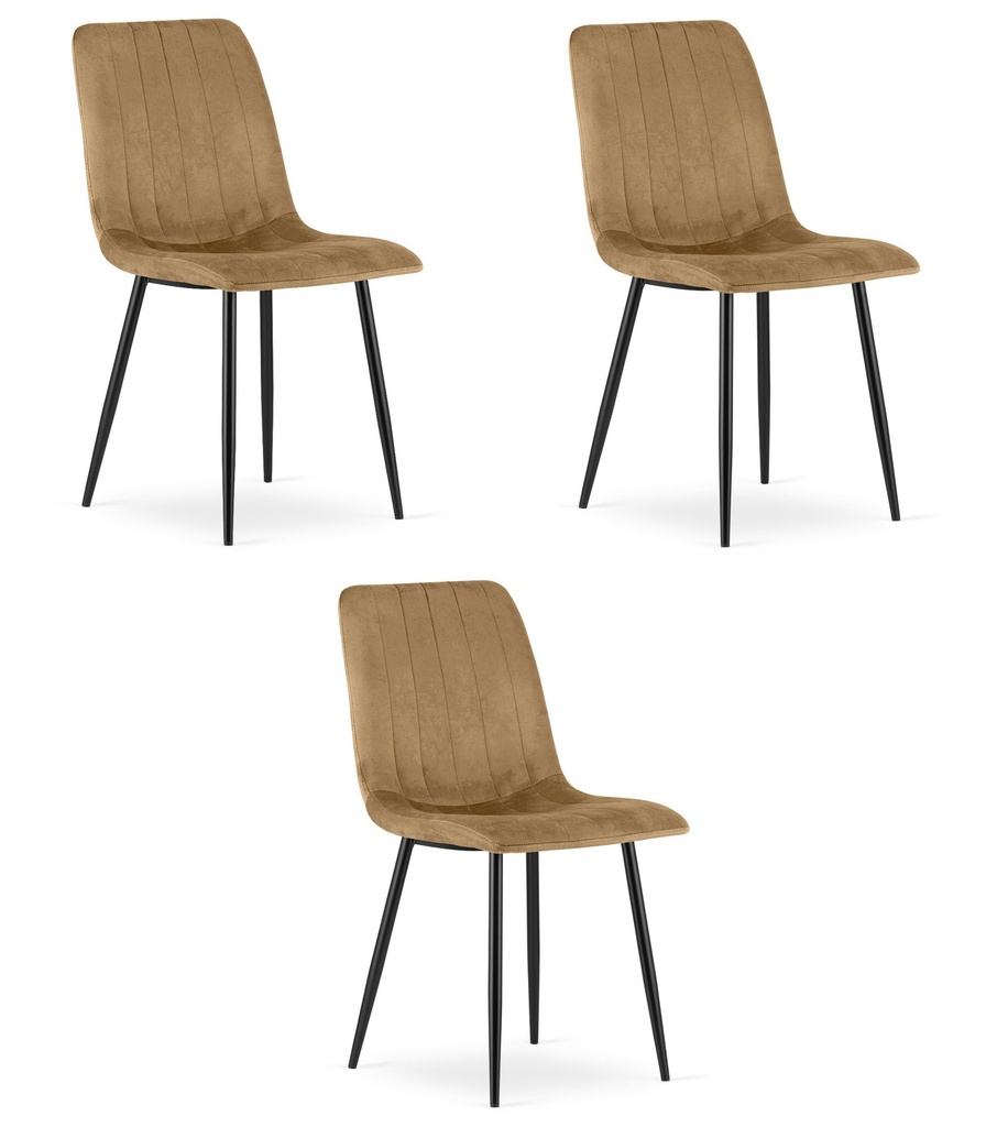 LAVA Stuhl – brauner Samt / schwarze Beine x 3