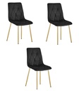 LIBRA Stuhl – schwarzer Samt / goldene Beine x 3