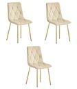 LIBRA Stuhl – hellbeiger Samt / goldene Beine x 3