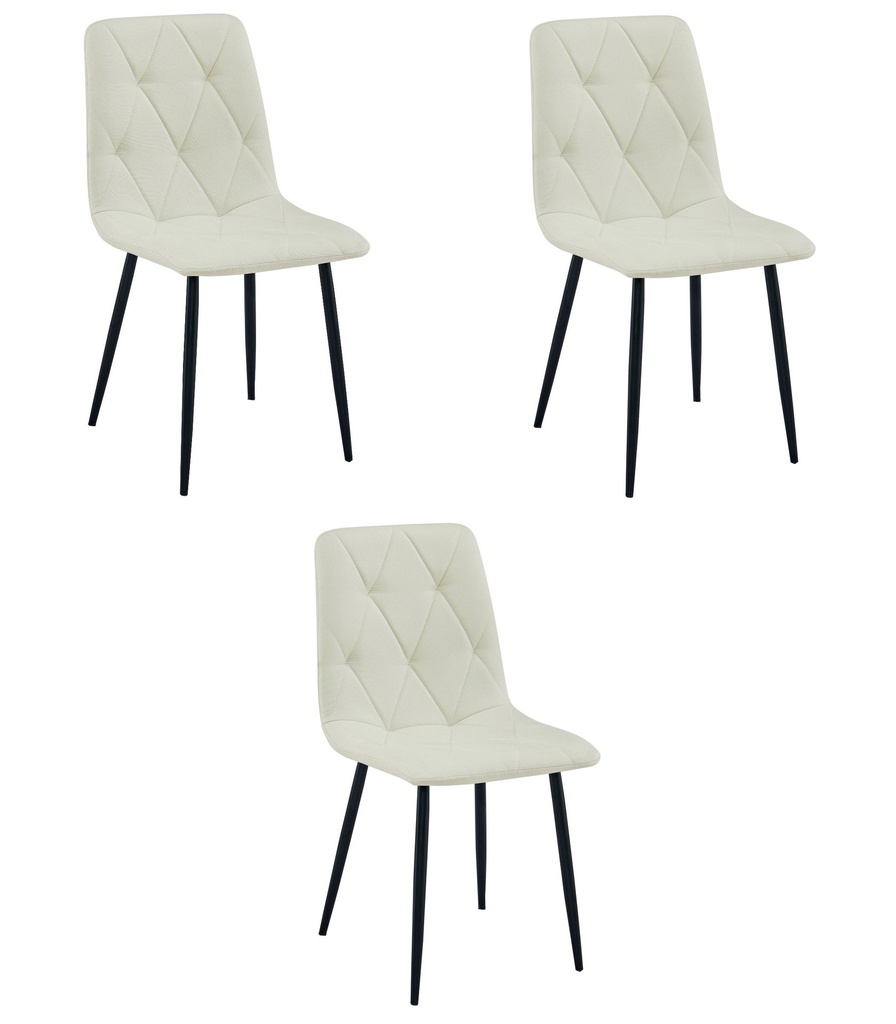 LIBRA Stuhl – beiges Material / schwarze Beine x 3
