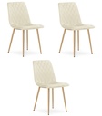 TURIN Stuhl – hellbeiger Samt / holzfarbene Beine x 3
