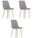 TURIN Stuhl – hellgrauer Samt / holzfarbene Beine x 3
