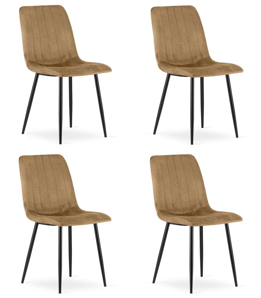 LAVA Stuhl – brauner Samt / schwarze Beine x 4
