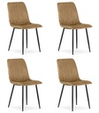 LAVA Stuhl – brauner Samt / schwarze Beine x 4