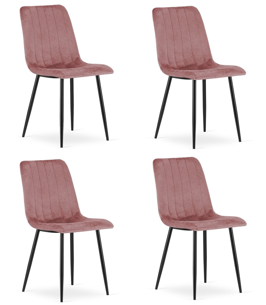 LAVA Stuhl – rosa Samt / schwarze Beine x 4