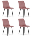 LAVA Stuhl – rosa Samt / schwarze Beine x 4
