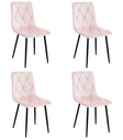 LIBRA Stuhl – hellrosa Samt / schwarze Beine x 4