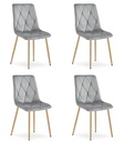 LIBRA Stuhl – hellgrauer Samt / holzfarbene Beine x 4
