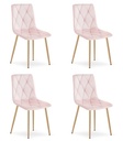 LIBRA Stuhl – hellrosa Samt / holzfarbene Beine x 4