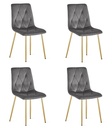 LIBRA Stuhl – dunkelgrauer Samt / goldene Beine x 4